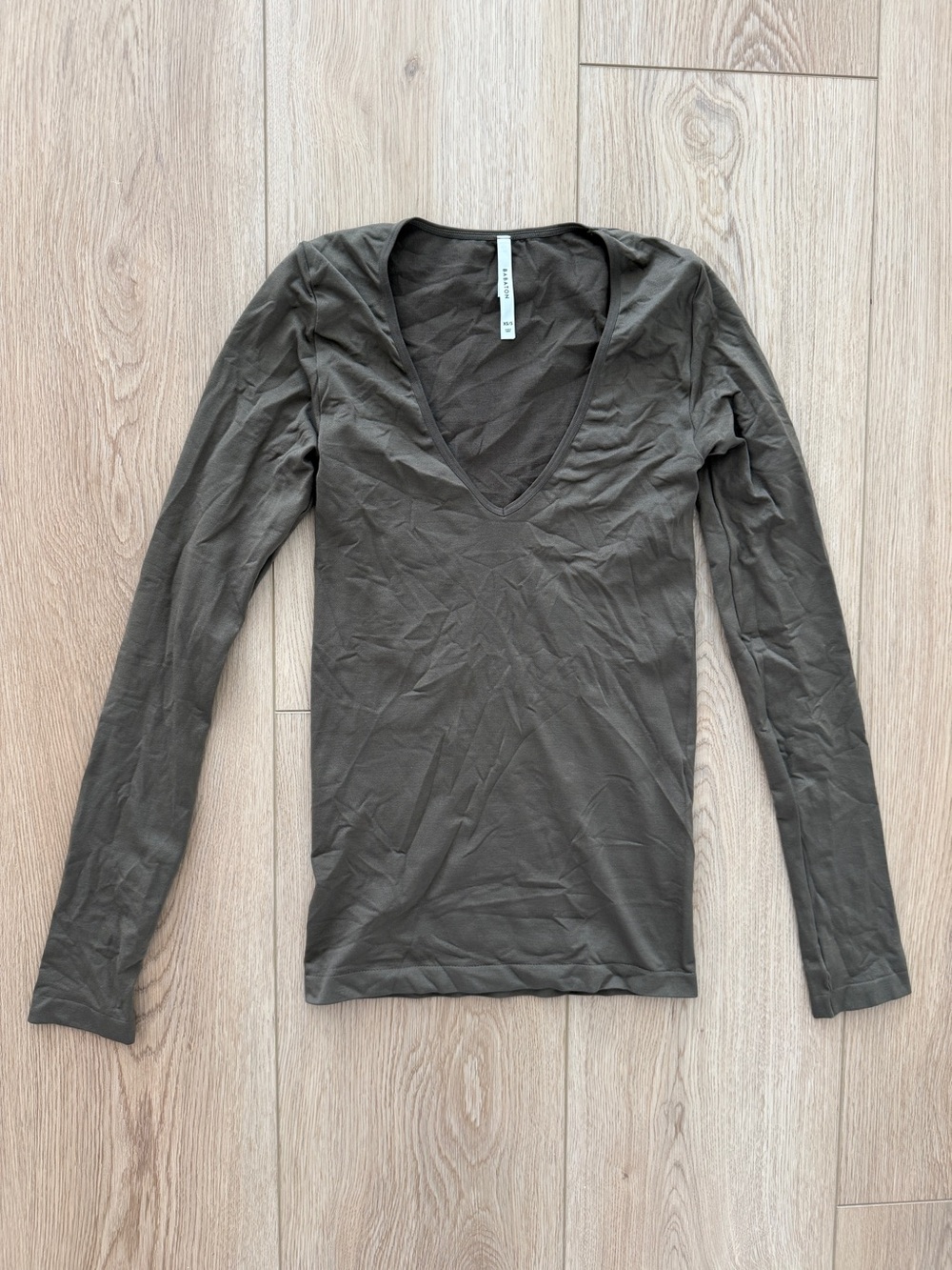 Women’s Deep V Long Sleeve Top — Olive Green